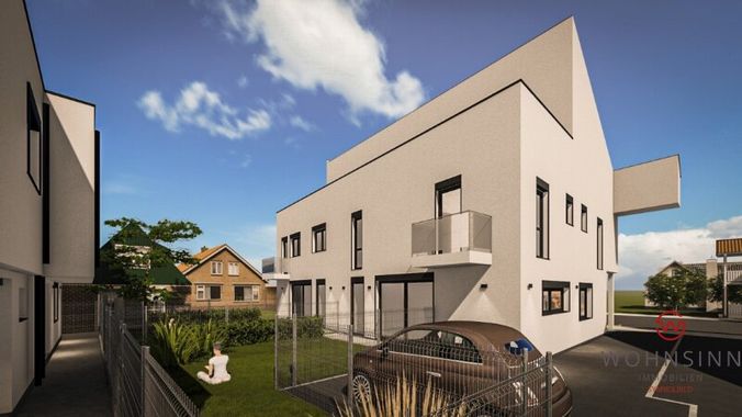 seitliche Hausansicht mit Blick in den Garten