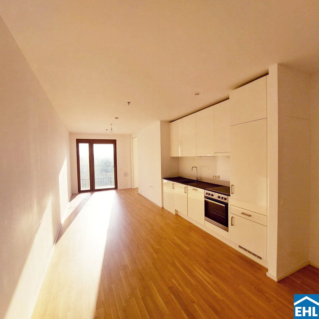 Sonnwendviertel: 2-Zimmer-Wohnung mit Balkon im 19. OG - Fitnessraum, Co-Working & Rooftop-Terrasse inklusive!