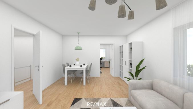 Visualisierung Wohn-Esszimmer Ebene 2