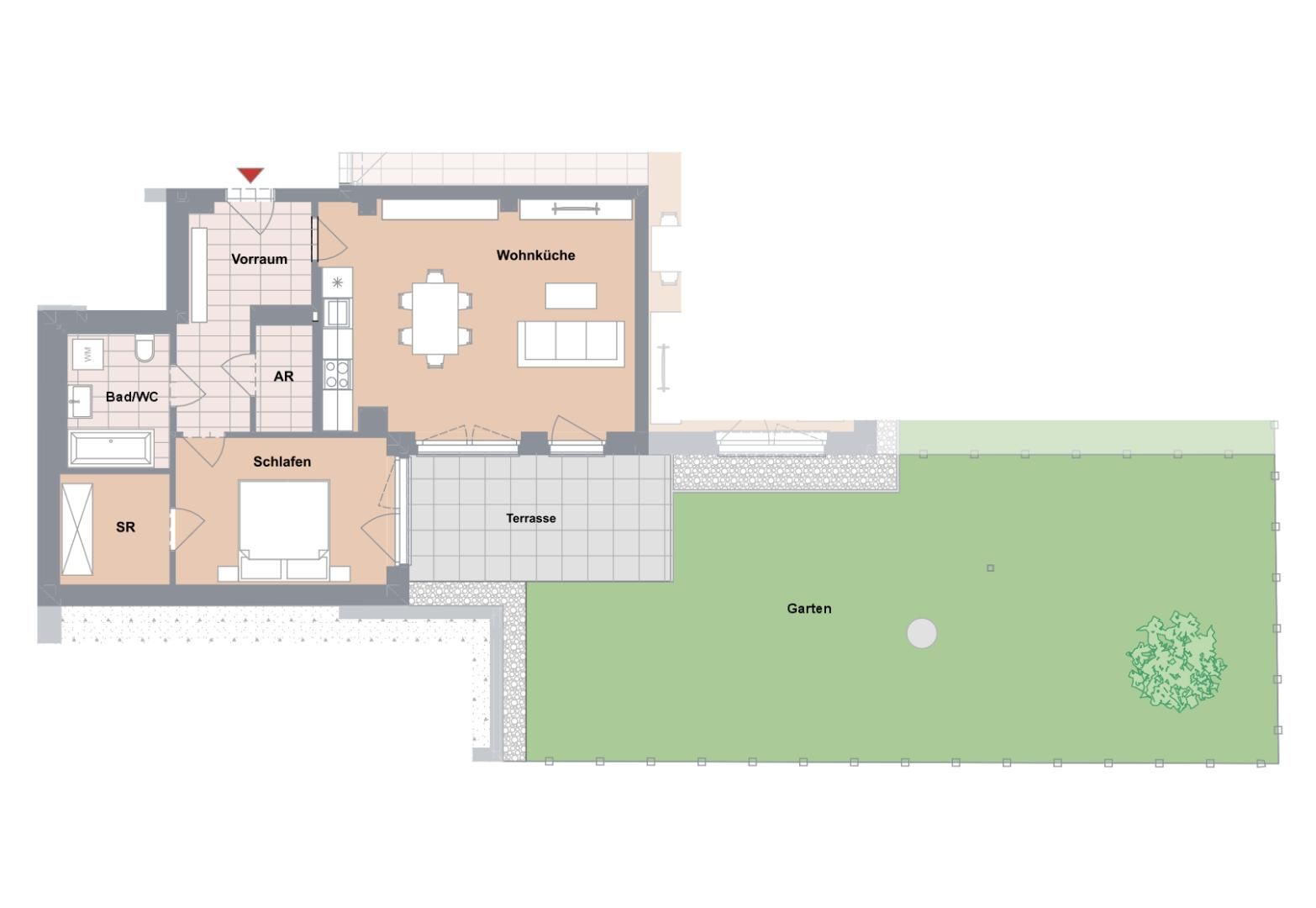 BAUBEGINN ERFOLGT! 2-Zimmer-Neubau-Gartenwohnung im Einfamilienhausgebiet in Ruhelage!