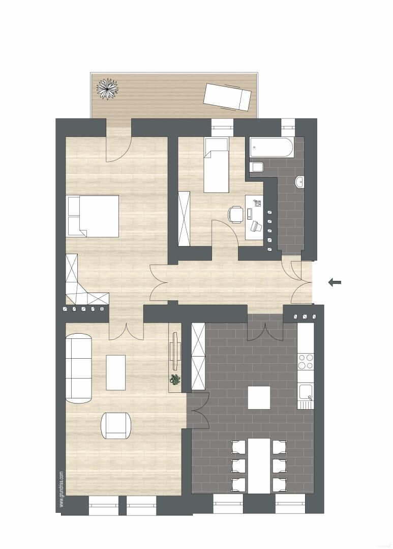 Modernisierter Altbau mit Wohn-Ess-Küche, 3 Zimmer und nähe Lendplatz -> Top 1