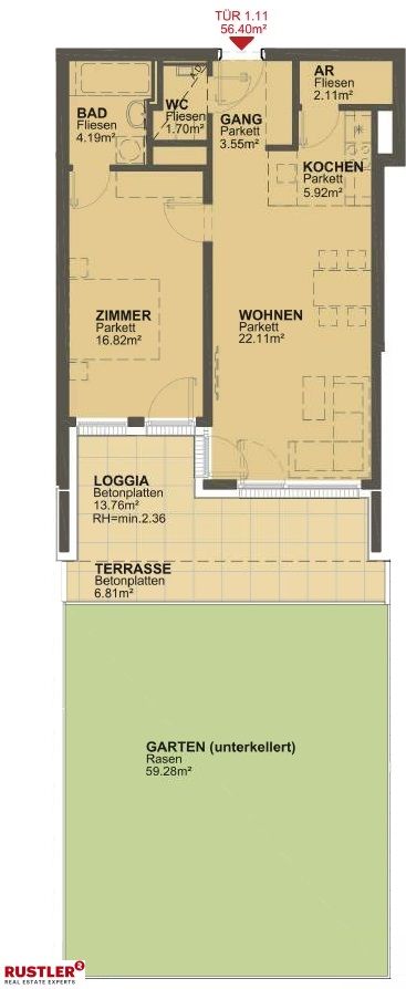 2 Zimmer Gartenwohnung mit Blick ins Grüne