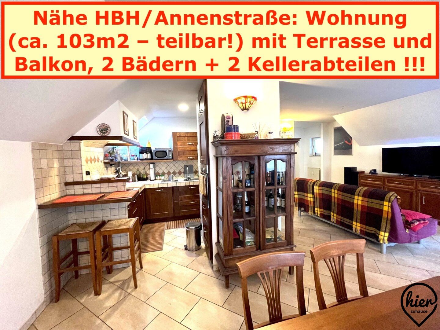 TOP-Preis Nähe HBH/Annenstraße: 1 Großwohnung m. Terrasse bzw. Balkon (zusammengelegt aus 2 Kleinwohnungen - teilbar!)