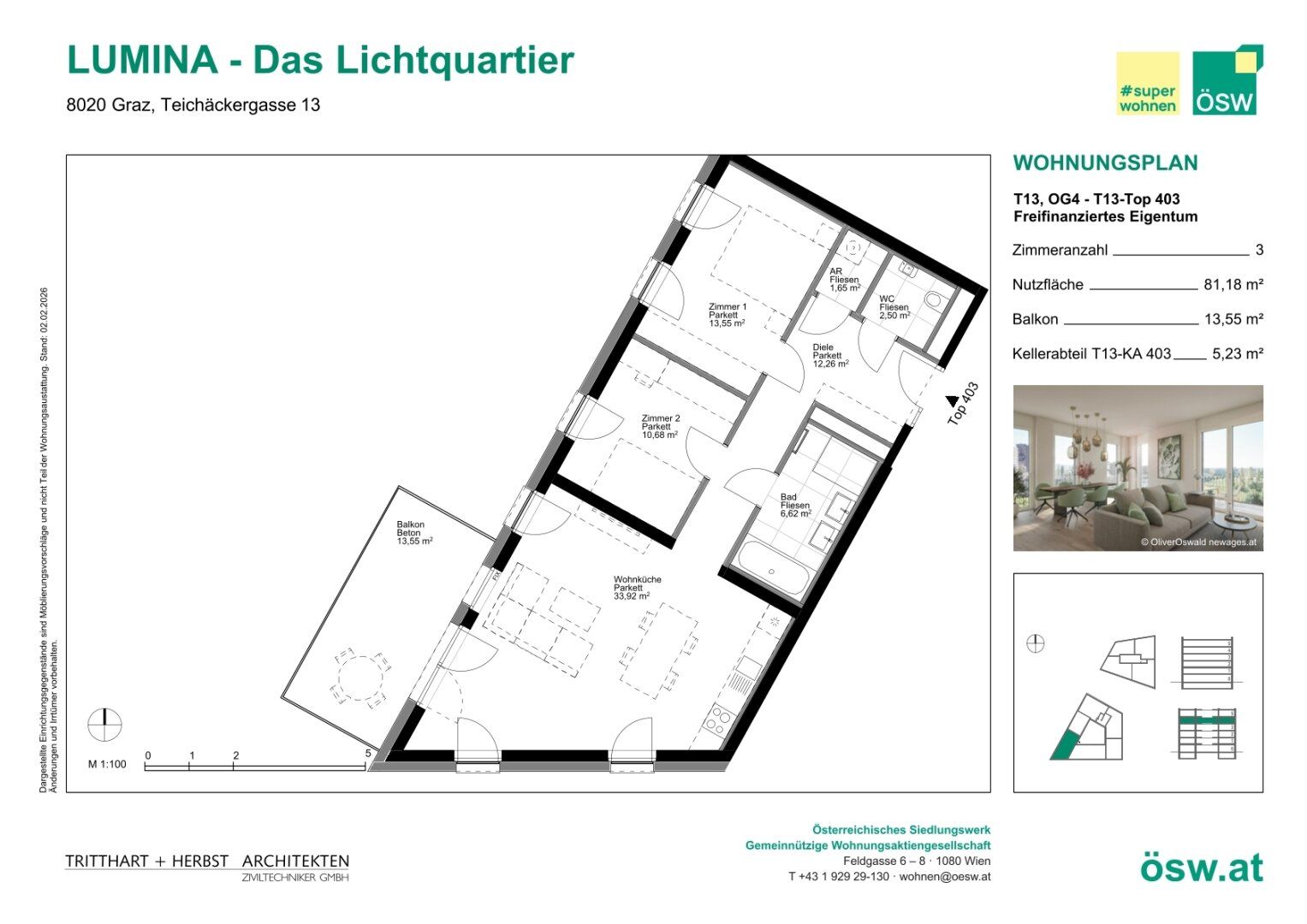 Wohnung – Graz, Reininghaus - Quartier 5 - Parkquartier, Eggenberg - Ansicht 2