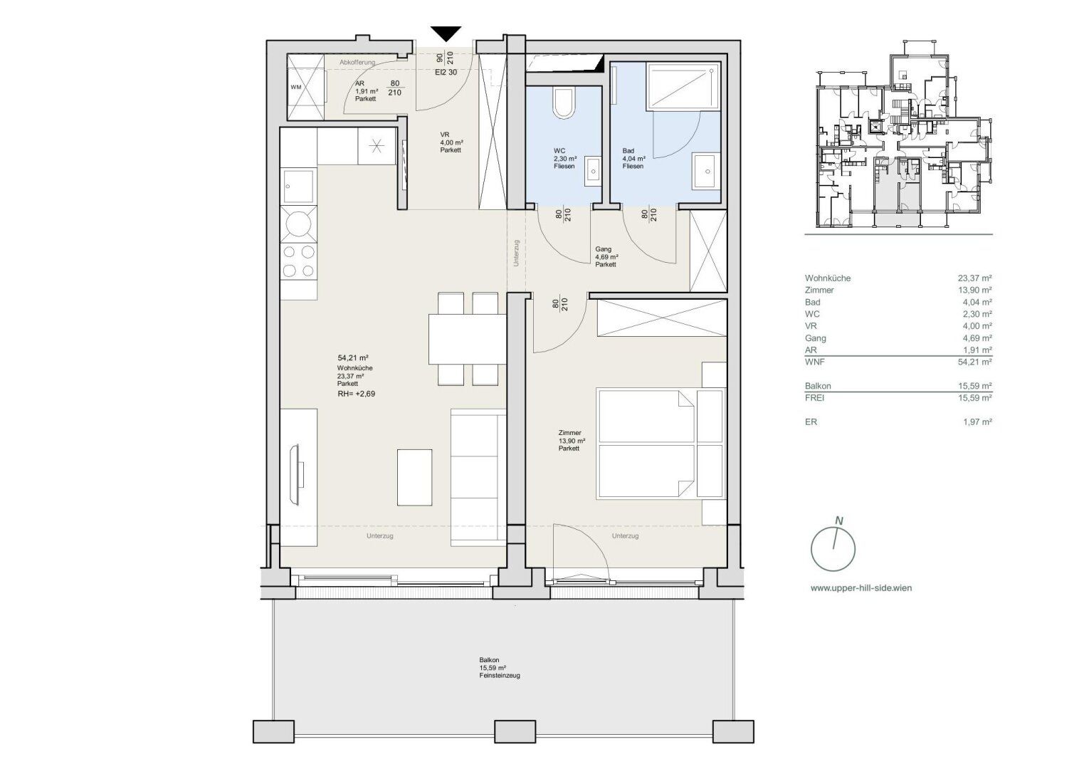 Ab Oktober! Erstbezug! Klimatisierte 2-Zimmer-Balkonwohnung inkl. Stellplatz zu vermieten!