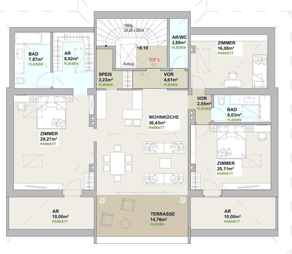 DG-Wohnung in einer Villa inkl. Dachterrasse, Lift, Luftwärmepumpe, Fußbodenheizung, Weinkeller u.v.m.!