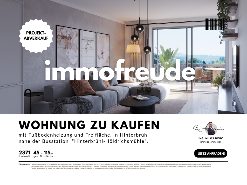 3 Zi -Neubau-Erstbezug-Gartenwohnung mit Terrasse, in 2371 | Busstation-Hinterbrühl-Höldrichsmühle