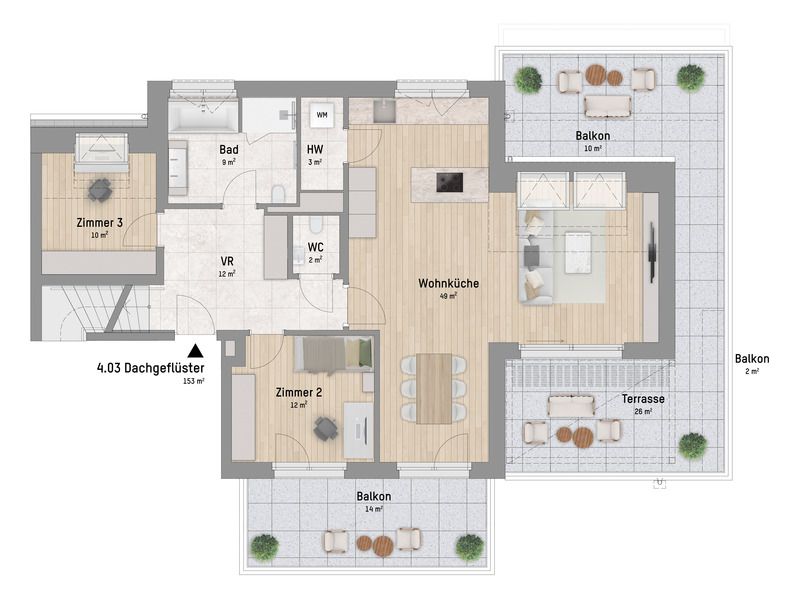 1220, Arminenstraße, Nur 200 m zur unteren Alten Donau, 5-Zimmer-Penthouse - Ansicht 3