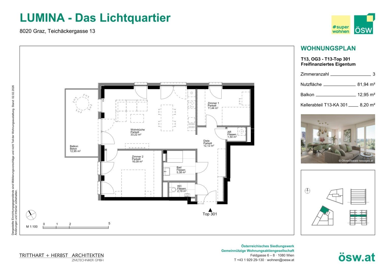 Wohnung – Graz, Reininghaus - Quartier 5 - Parkquartier, Eggenberg - Ansicht 2