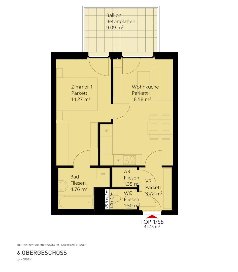 2-Zimmer-Neubauwohnung inkl Markenküche, Balkon Außenfläche und Kellerabteil / K3-58
