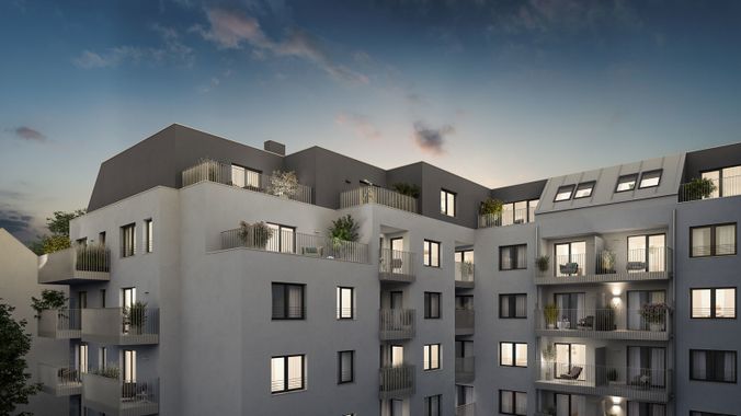 Wohnkompanie-wienschöpfleutnergasse-abendansicht