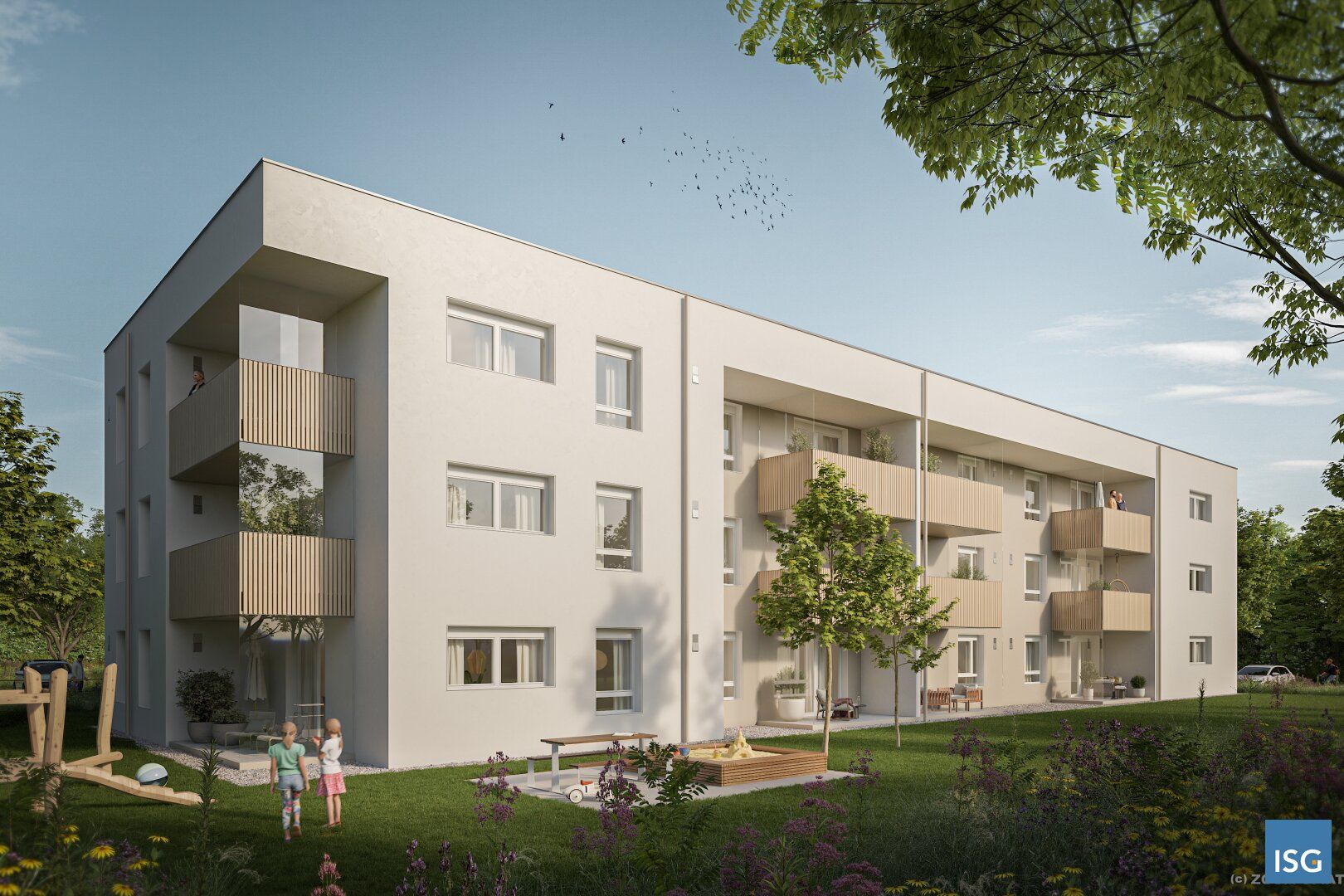 Neubauwohnungen im Mietkauf - Top 5 im EG mit 2 Zi. inkl. Eigengarten und Carport