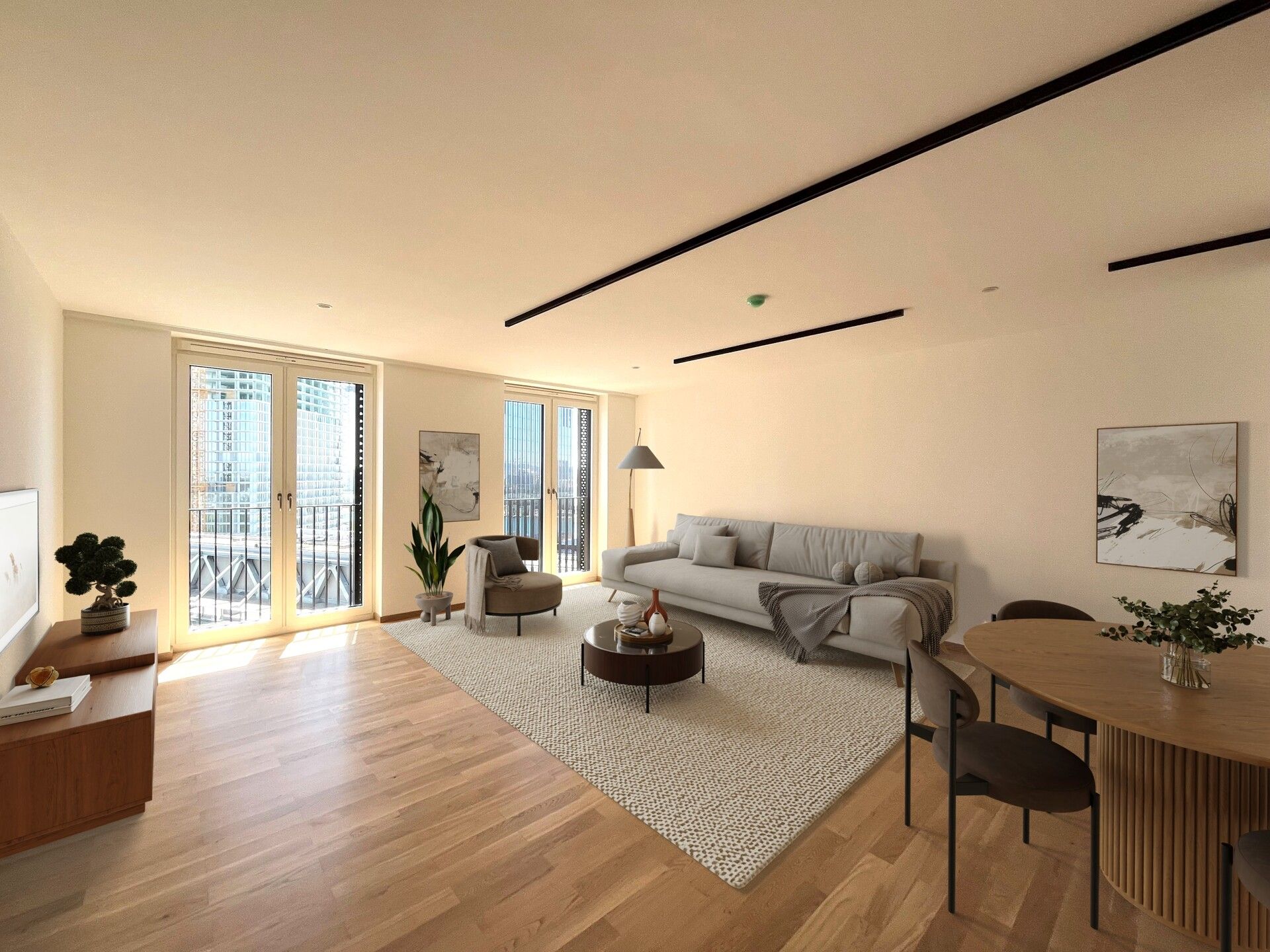 Sonnige 3-Zimmer-Wohnung mit 2 Bädern - Erstbezug in den DC Flats - zu mieten in 1220 Wien