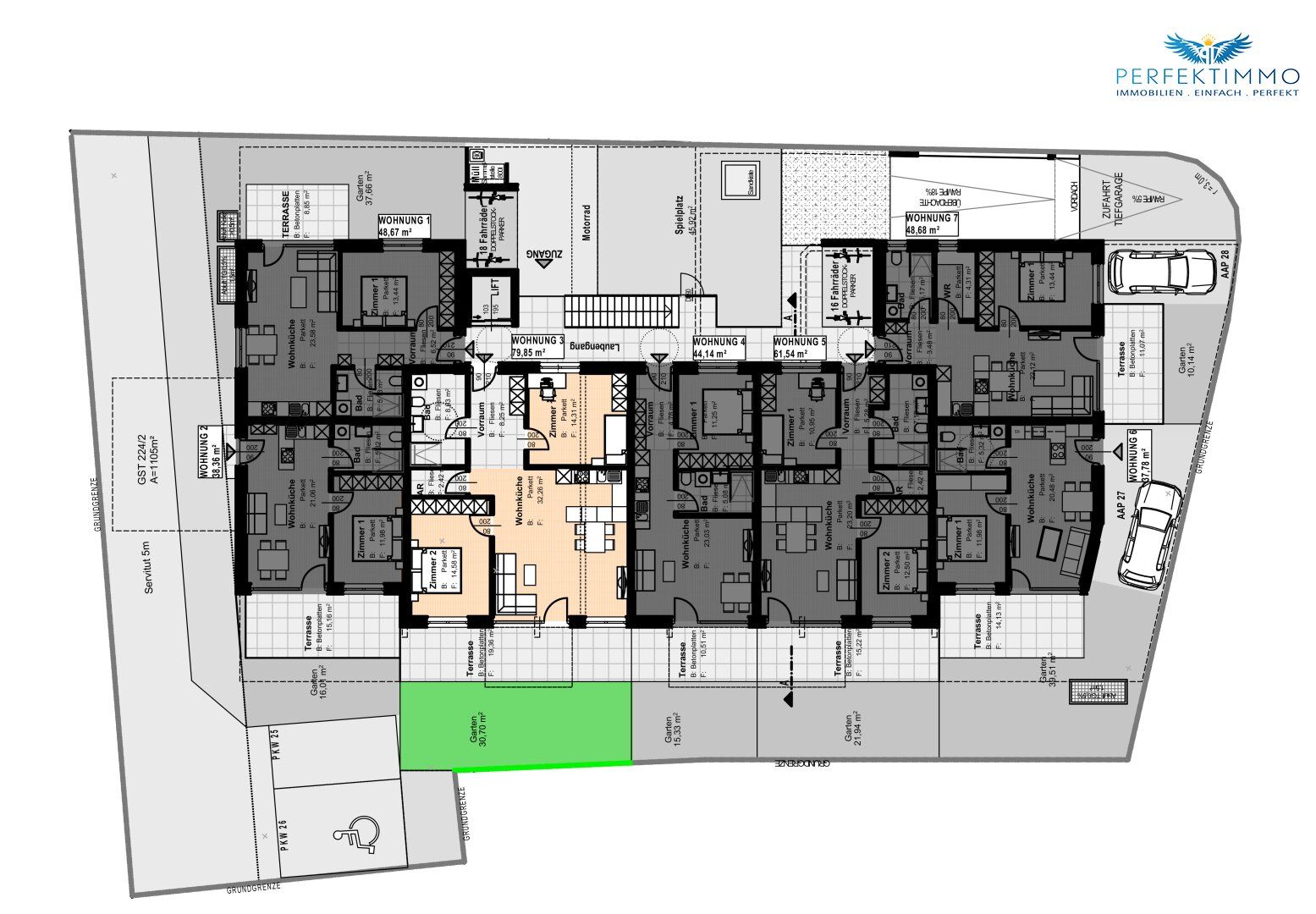 Wohnbauförderung möglich! 3-Zimmer-Neubauwohnung Top W 3 mit Terrasse & Garten sowie 1 TG-Platz *RESERVIERT* - Mehr