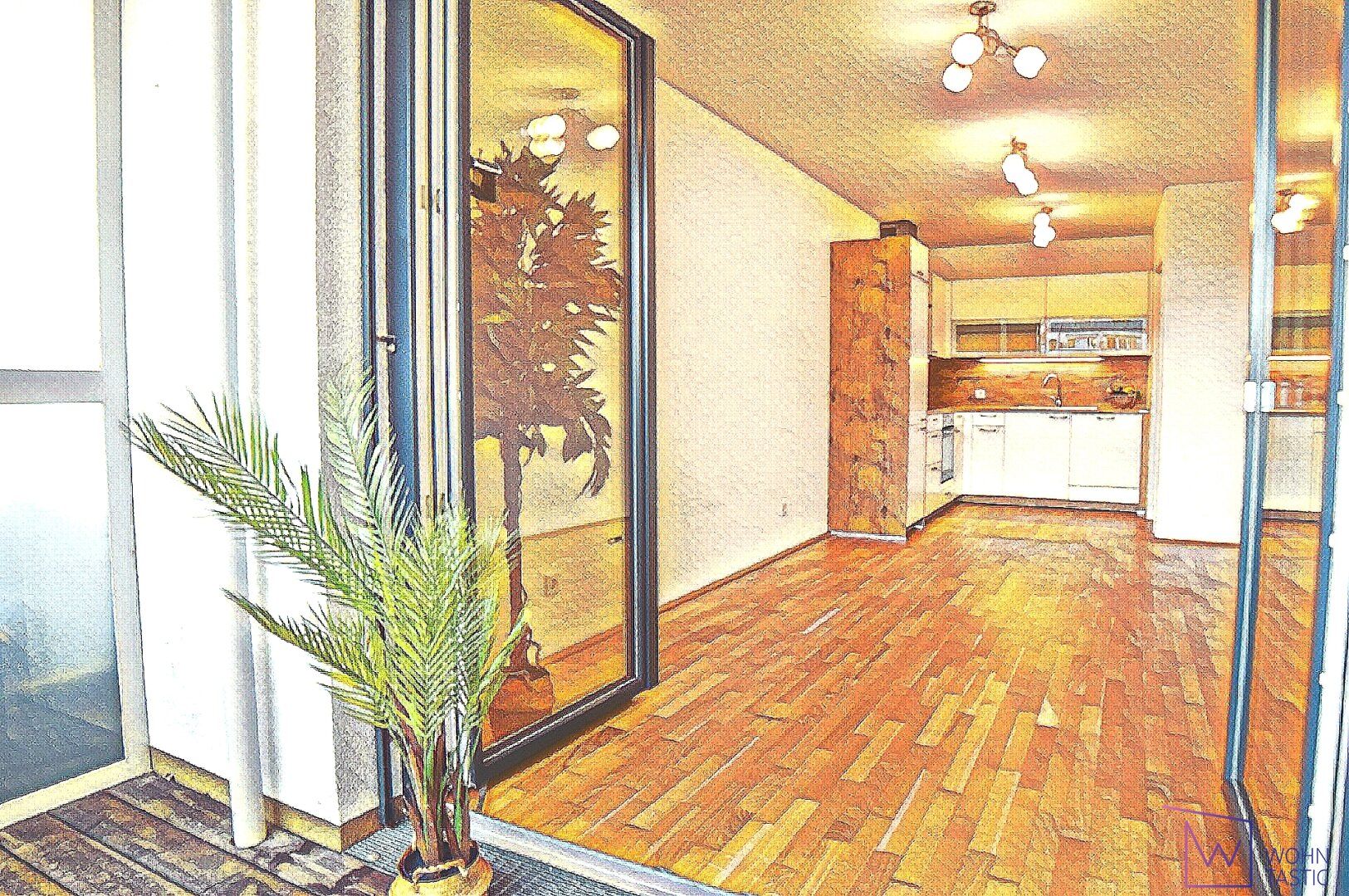 Moderne 2-Zimmer-Wohnung mit Balkon & Pool am Dach